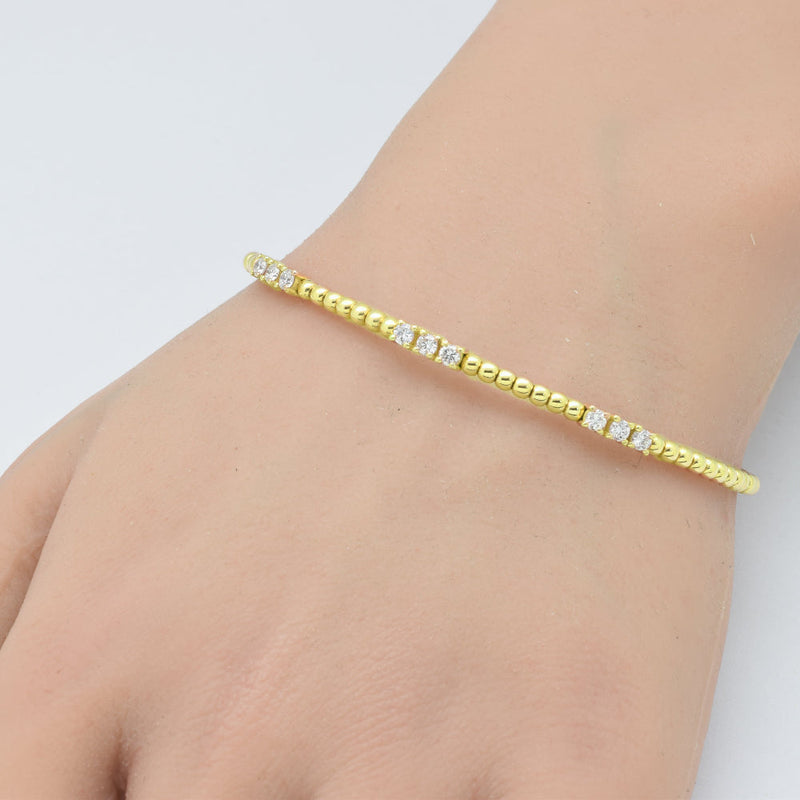 SPECIAL!.52ct G SI 14K Yellow Gold Diamond Flexible Beaded Bracelet