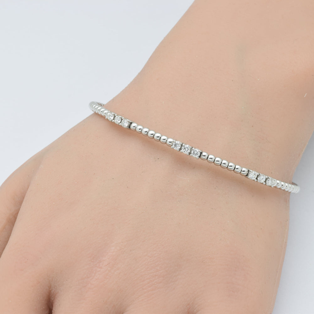 SPECIAL!.52ct G SI 14K White Gold Round Diamond Flexible Beaded Bracelet