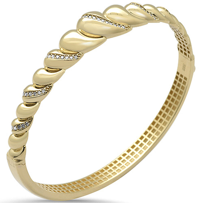 SPECIAL!.37ct G SI 14K Yellow Gold Diamond Dome Italian Design Bangle Bracelet