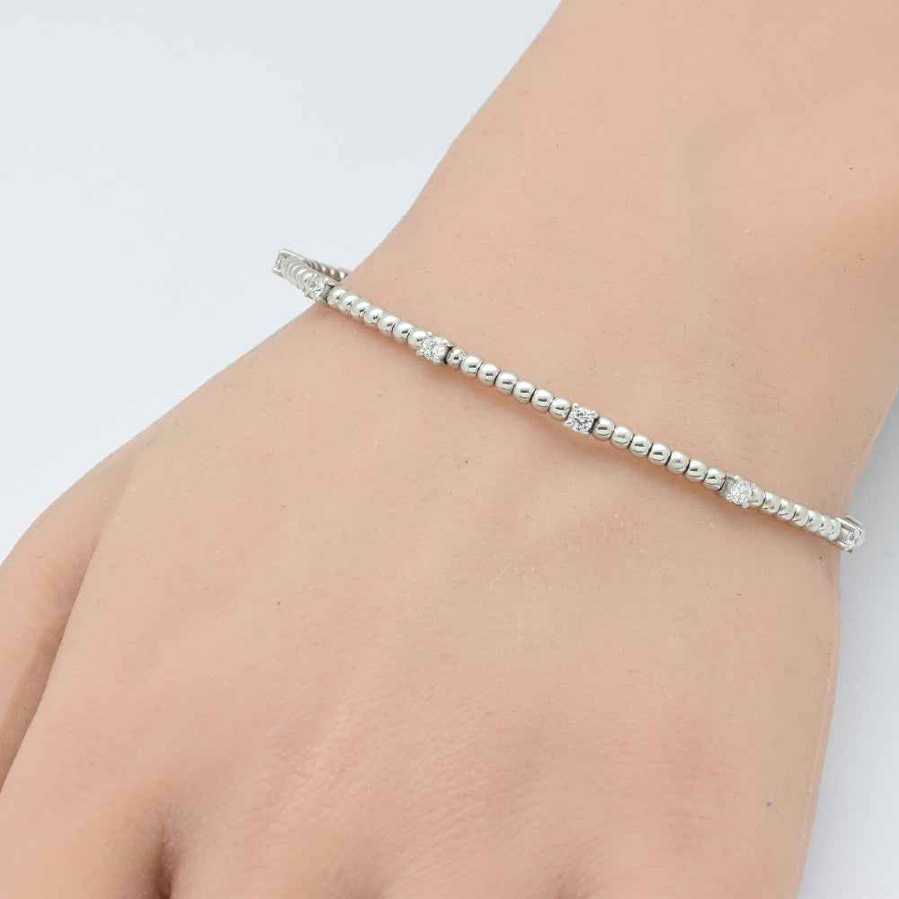 SPECIAL!.52ct G SI 14K White Gold Diamond Flexible Beaded Bracelet