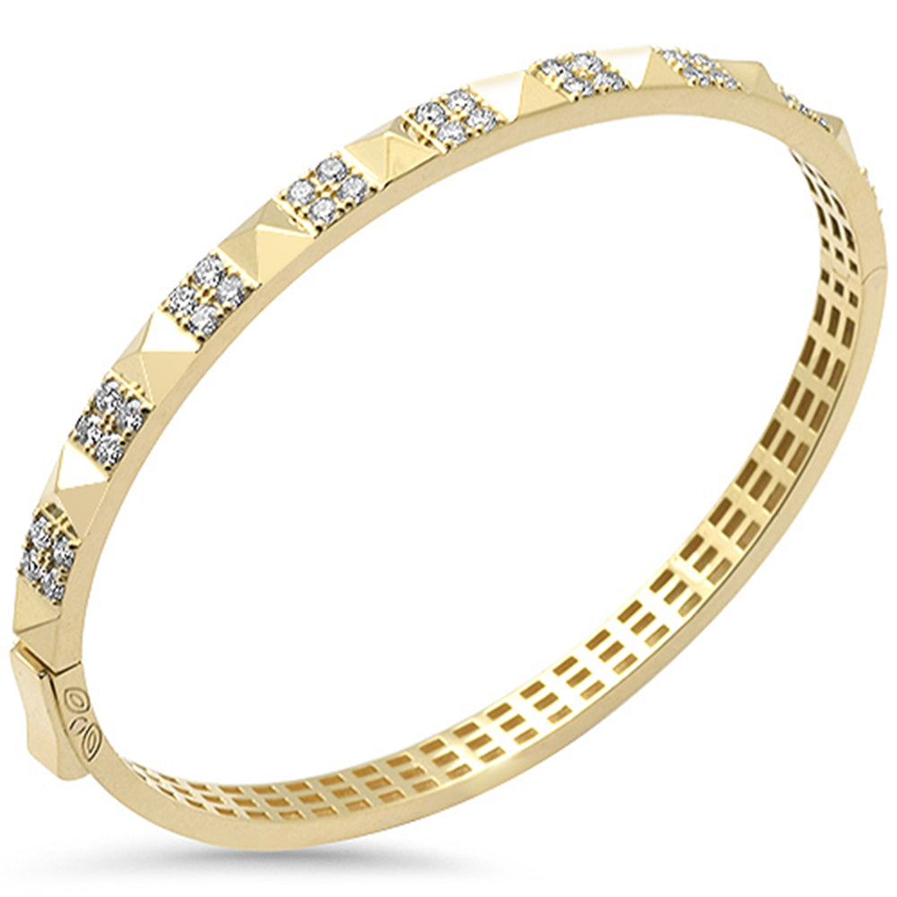 SPECIAL!1.12ct G SI 14K Yellow Gold Diamond Spike Studded Bangle Bracelet