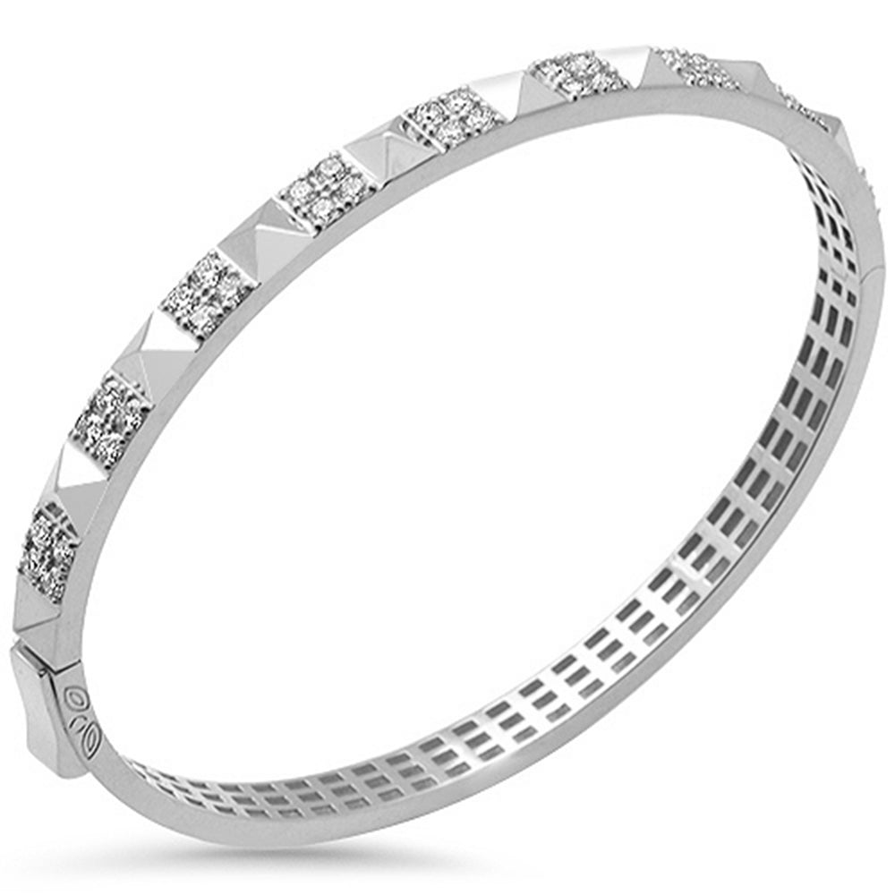SPECIAL!1.12ct G SI 14K White Gold Diamond Spike Studded Bangle Bracelet