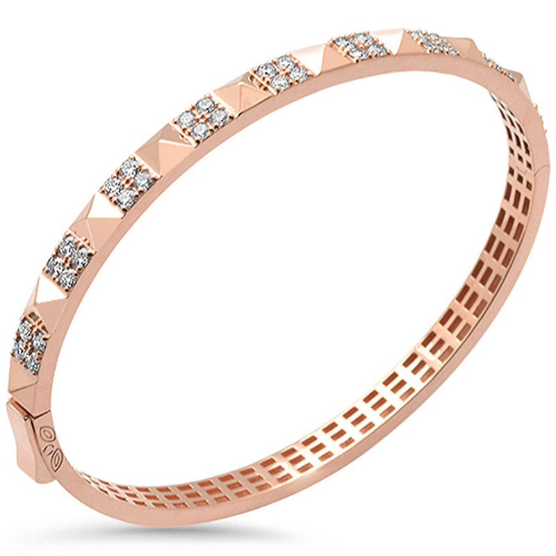 SPECIAL!1.12ct G SI 14K Rose Gold Diamond Spiked Stud Bangle Bracelet