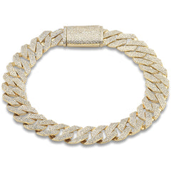 SPECIAL! 11mm 5.17ct G SI 14K Yellow Gold Diamond Square Cuban Bracelet 8.5"