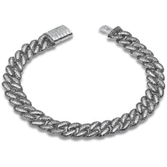 SPECIAL! 9mm 4.45ct G SI 14K White Gold Black & White Diamond Round Cuban Bracelet 8.5" Long