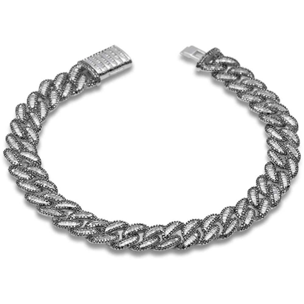 SPECIAL! 9mm 5.16ct G SI 14K White Gold Black & White Diamond Round Cuban Bracelet 8" Long