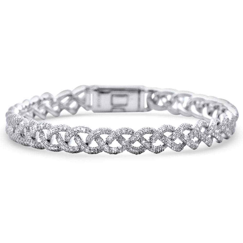 SPECIAL!3.86ct G SI 14K White Gold Diamond Infinity Woven Design Bracelet 7" Long