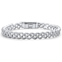 SPECIAL!3.86ct G SI 14K White Gold Diamond Infinity Woven Design Bracelet 7" Long