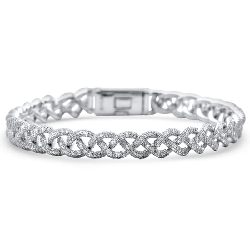SPECIAL!3.86ct G SI 14K White Gold Diamond Infinity Woven Design Bracelet 7" Long