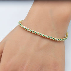 SPECIAL! 1.55ct G SI 14K Yellow Gold Diamond & Emerald Gemstone Bracelet 7.25" Long