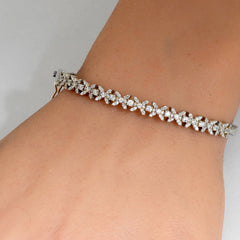 SPECIAL! .90ct G SI 14K White Gold Diamond Beaded Bangle Bracelet