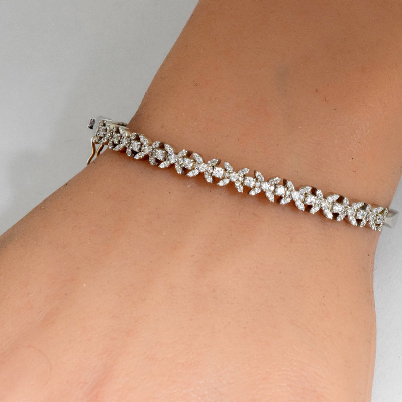 SPECIAL! .90ct G SI 14K White Gold Diamond Beaded Bangle Bracelet