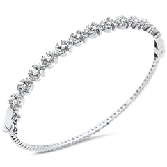 SPECIAL! .90ct G SI 14K White Gold Diamond Beaded Bangle Bracelet