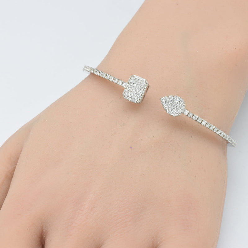 SPECIAL! 1.12ct G SI 14K White Gold Diamond Flexible Bangle Bracelet