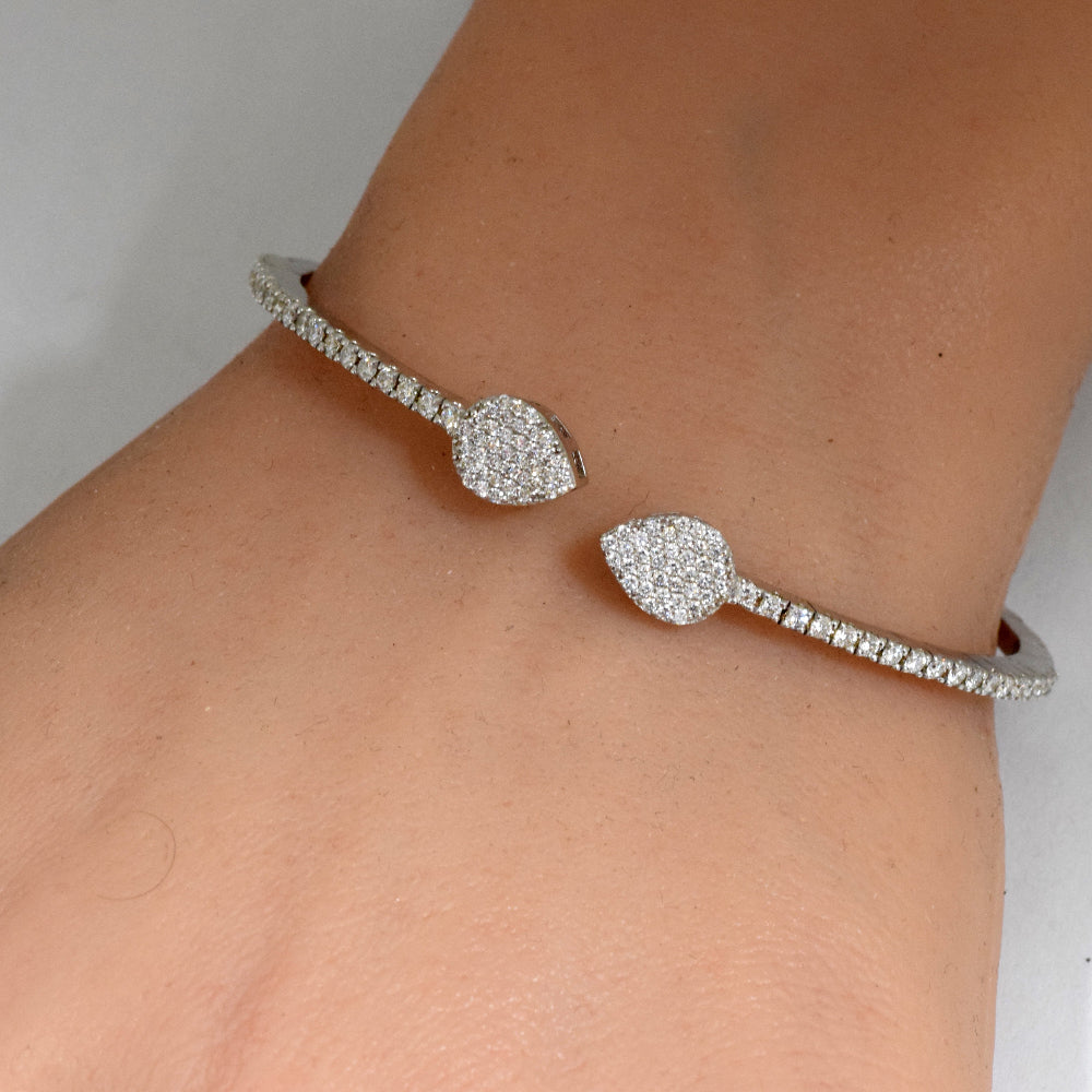 SPECIAL! 1.03ct G SI 14K White Gold Diamond Flexible Bangle Bracelet