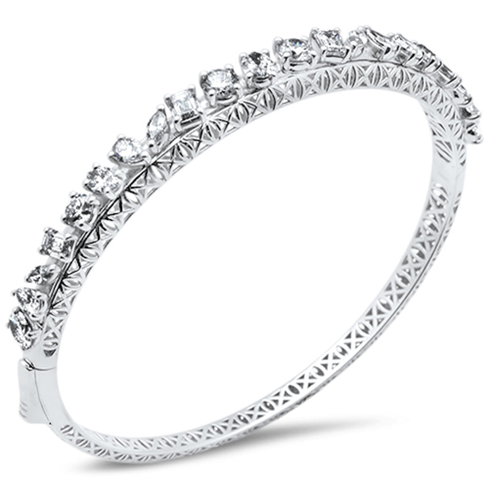 SPECIAL! 4.31ct G SI 14K White Gold Fancy Diamond Multi Shapes Bangle Bracelet
