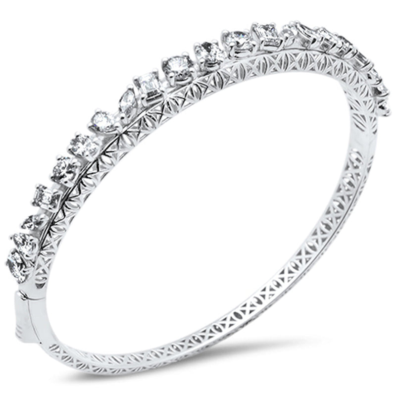 SPECIAL! 4.31ct G SI 14K White Gold Fancy Diamond Multi Shapes Bangle Bracelet