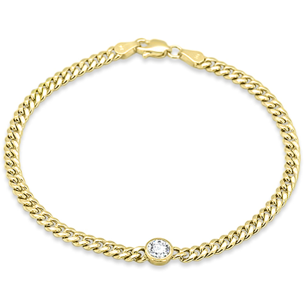 SPECIAL! .55ct G SI 14K Yellow Gold Round Diamond Chain Cuban Bracelet 7.5" Long