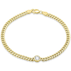 SPECIAL! .55ct G SI 14K Yellow Gold Round Diamond Chain Cuban Bracelet 7.5" Long