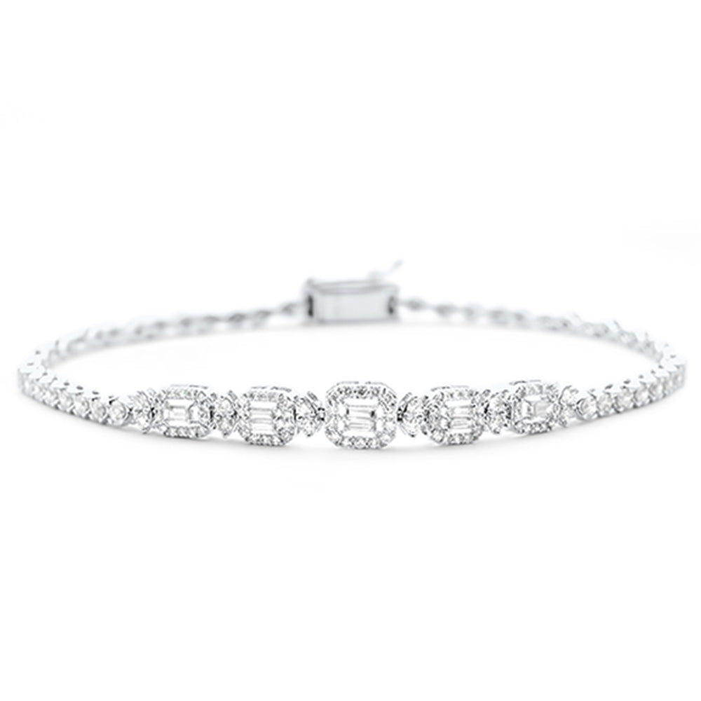 SPECIAL! 1.10ct G SI 14K White Gold Round & Baguette Diamond Bracelet 7" Long