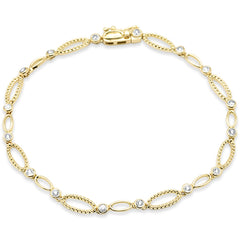 SPECIAL! .15ct G SI 14K Yellow Gold Round Diamond Link Bracelet 7" Long