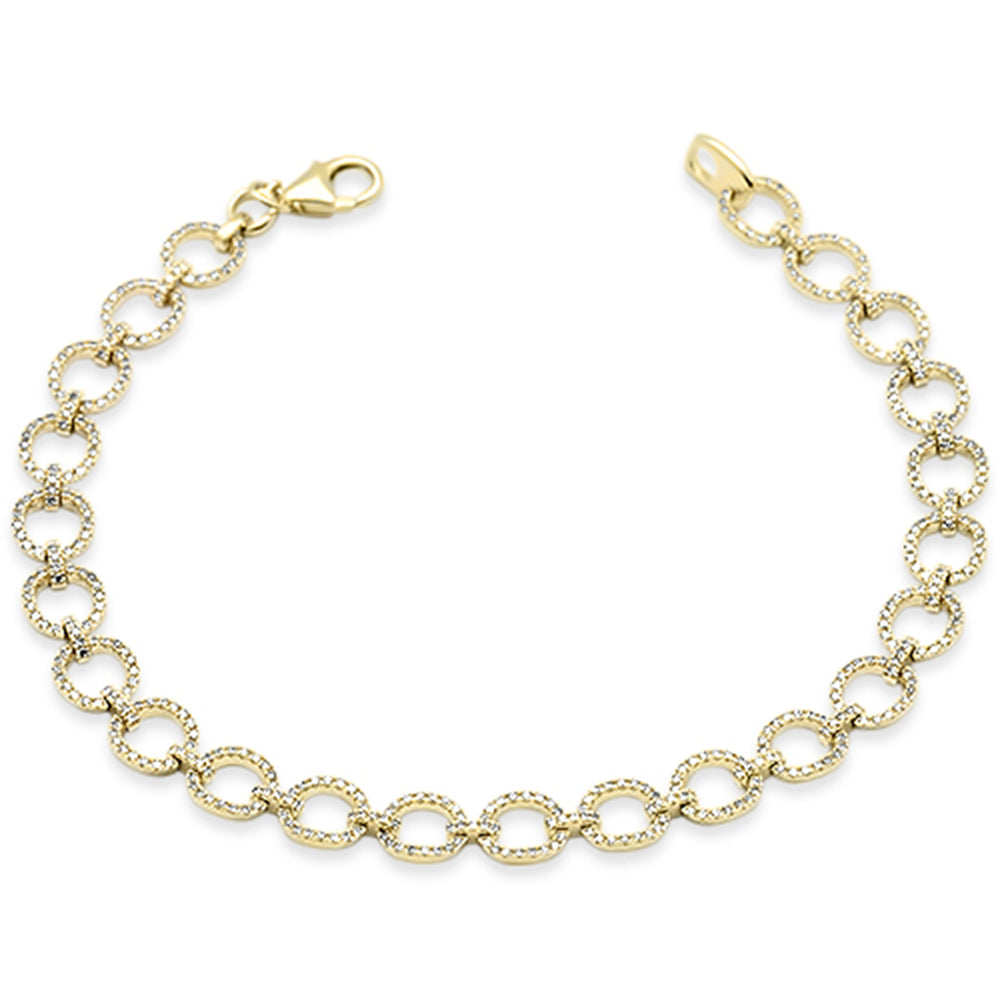 SPECIAL! .93ct G SI 14K Yellow Gold Diamond Round Link Bracelet 7" Long