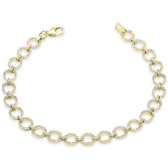SPECIAL! .93ct G SI 14K Yellow Gold Diamond Round Link Bracelet 7" Long