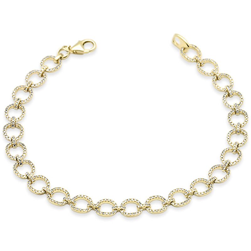 SPECIAL! .93ct G SI 14K Yellow Gold Diamond Round Link Bracelet 7" Long