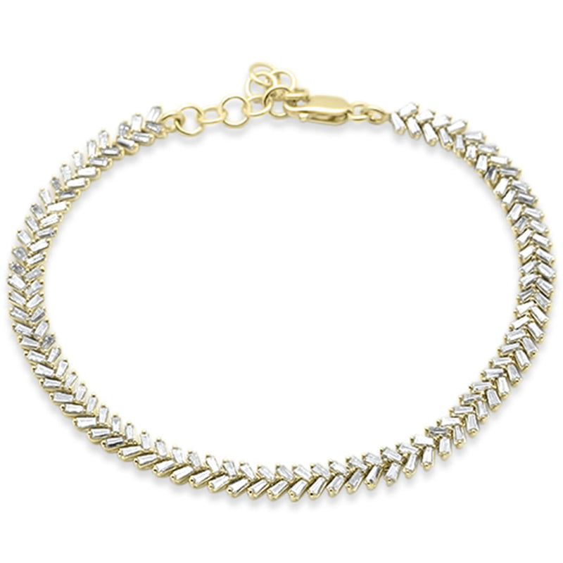 SPECIAL! 2.09ct G SI 14K Yellow Gold Baguette Diamond Bracelet 7"