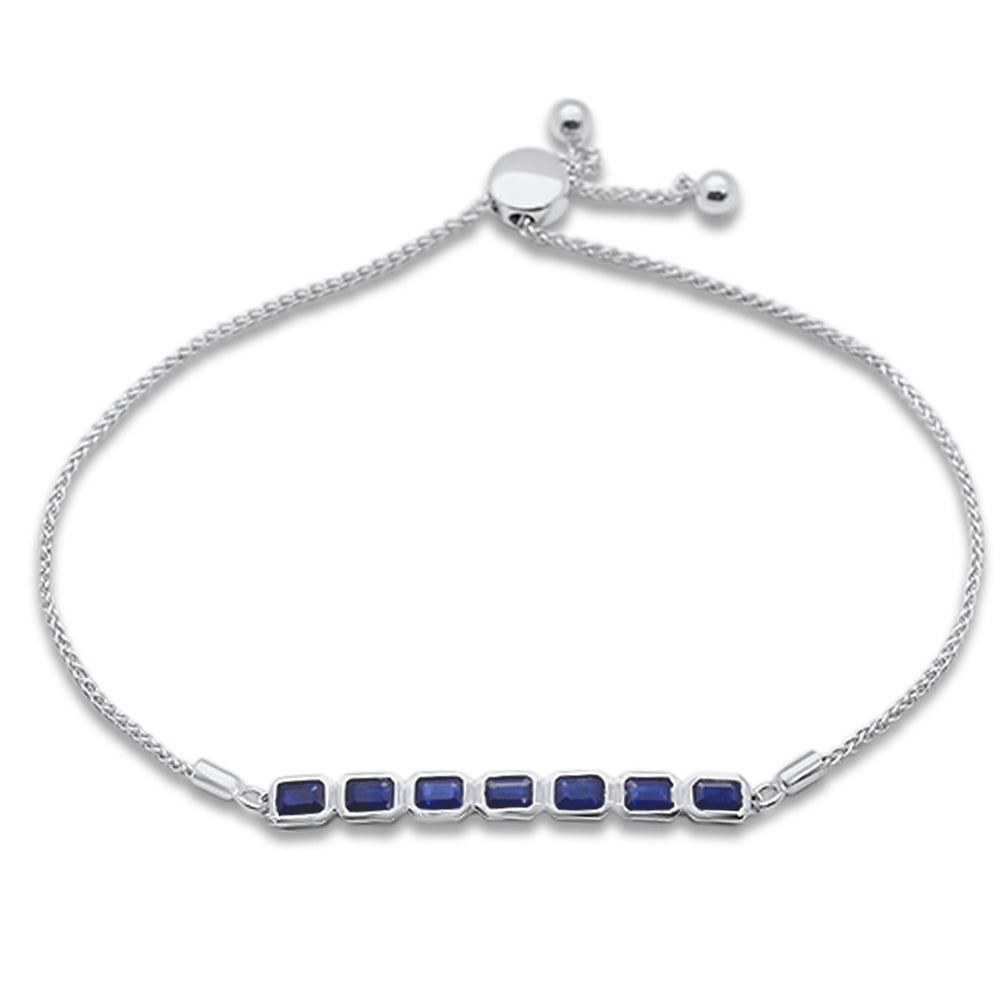 GEMSTONE CLOSEOUT!  1.70ct G SI 14K White Gold Blue Sapphire Gemstone Bola Bracelet