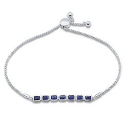 GEMSTONE CLOSEOUT!  1.70ct G SI 14K White Gold Blue Sapphire Gemstone Bola Bracelet