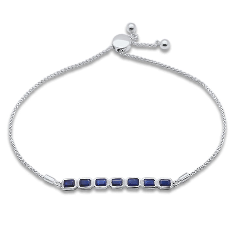 GEMSTONE CLOSEOUT!  1.70ct G SI 14K White Gold Blue Sapphire Gemstone Bola Bracelet