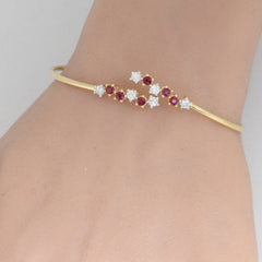 SPECIAL!.97ct G SI 14K Yellow Gold Diamond & Ruby Gemstone Bracelet