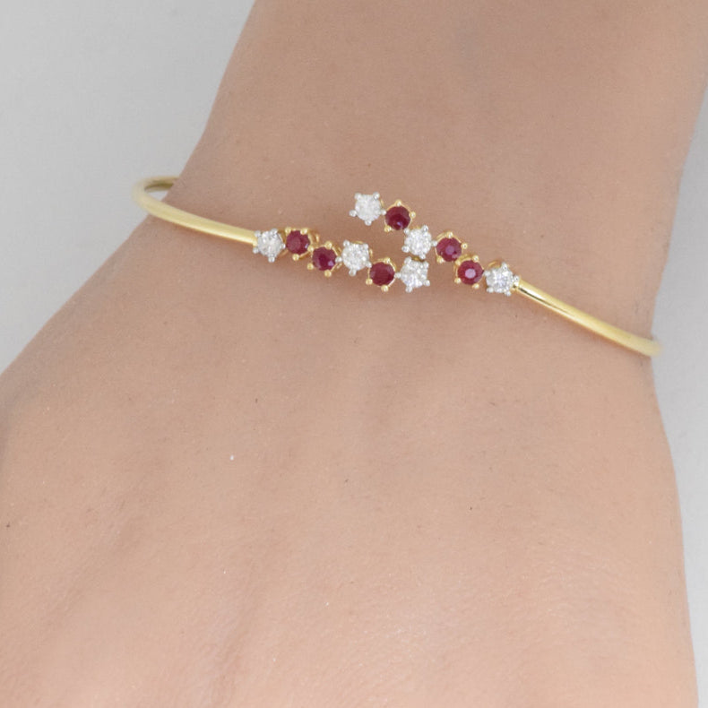 SPECIAL!.97ct G SI 14K Yellow Gold Diamond & Ruby Gemstone Bracelet