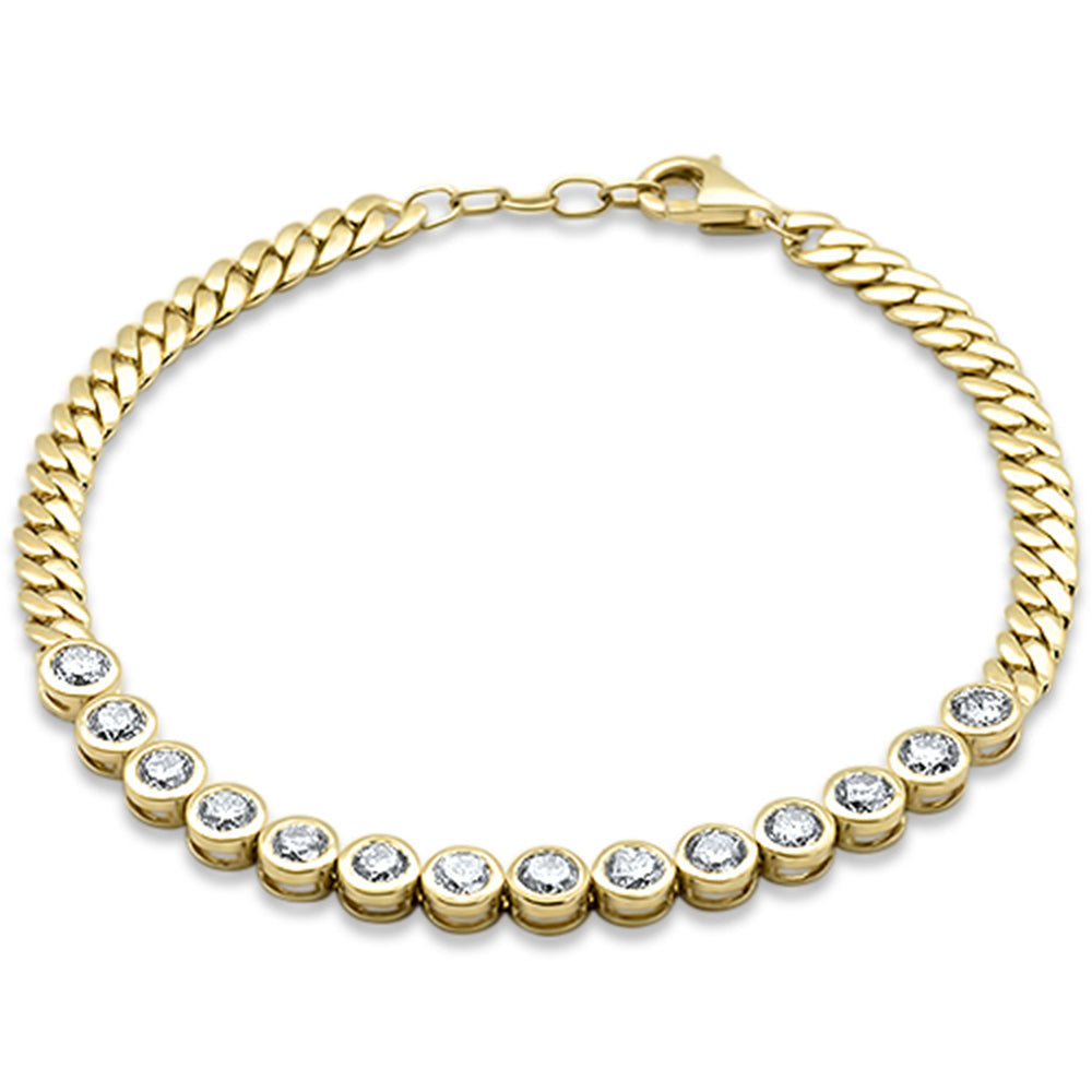 SPECIAL! 2.94ct G SI 14K Yellow Gold Diamond Bezel Set Bracelet 7+ 0.50" Ext