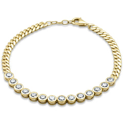 SPECIAL! 2.94ct G SI 14K Yellow Gold Diamond Bezel Set Bracelet 7+ 0.50" Ext