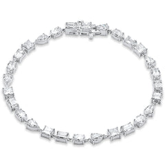 SPECIAL! 6.82ct G SI 14K White Gold Diamond Multi Shape Bracelet 7" Long