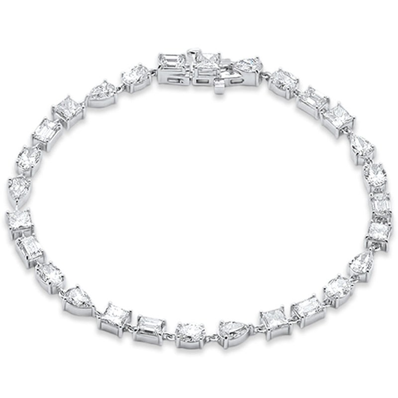 SPECIAL! 6.82ct G SI 14K White Gold Diamond Multi Shape Bracelet 7" Long