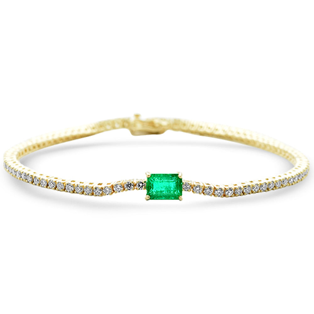 SPECIAL! 3.10ct G SI 14K Yellow Gold Diamond & Emerald Gemstone Tennis Bracelet 7" Long