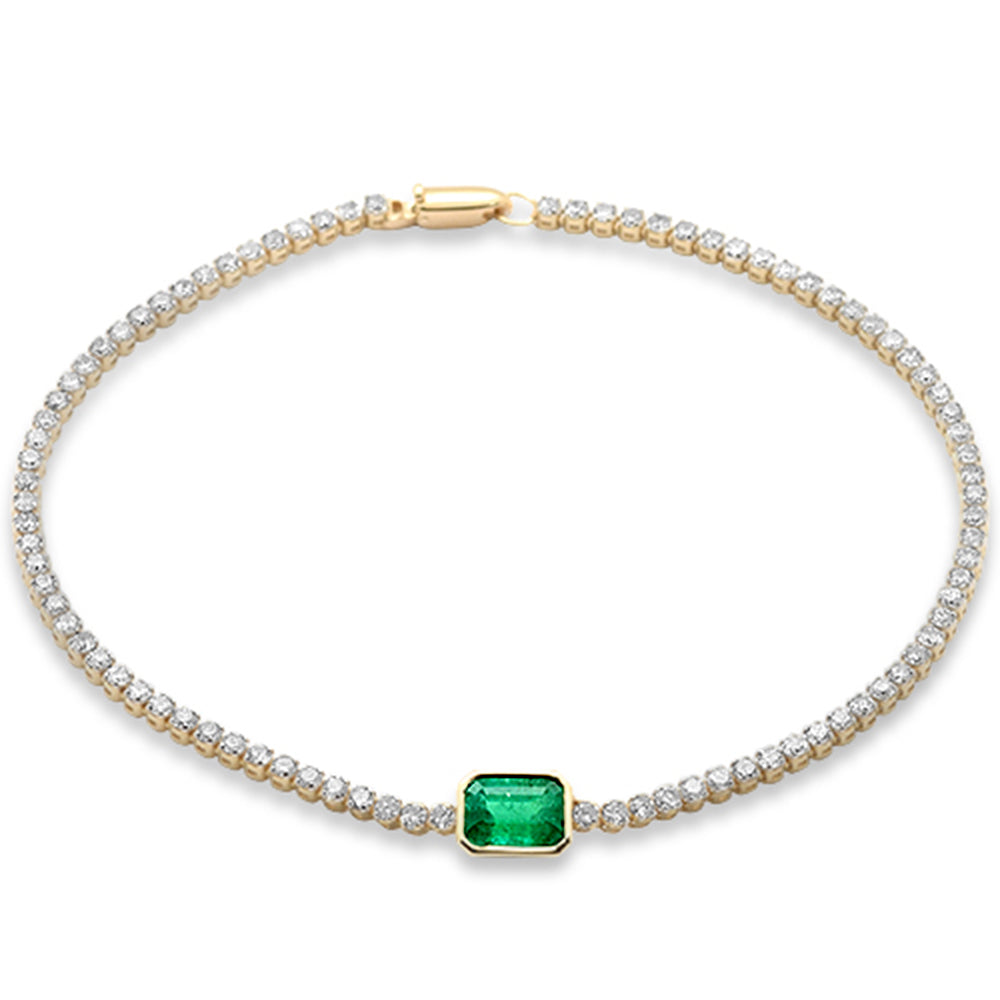 SPECIAL! 3.03ct G SI 14K Yellow Gold Diamond & Emerald Gemstone Tennis Bracelet 7" Long