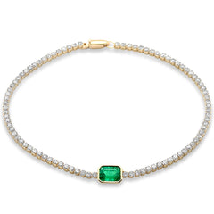 SPECIAL! 3.03ct G SI 14K Yellow Gold Diamond & Emerald Gemstone Tennis Bracelet 7" Long