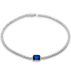 SPECIAL! 2.91ct G SI 14K White Gold Diamond & Blue Sapphire Gemstone Tennis Bracelet 7" Long
