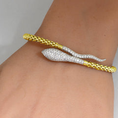 SPECIAL! .90ct G SI 14K Yellow Gold Diamond Snake Wrap Around Bangle Bracelet