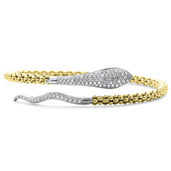 SPECIAL! .90ct G SI 14K Yellow Gold Diamond Snake Wrap Around Bangle Bracelet