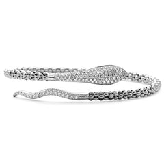 SPECIAL! .90ct G SI 14K White Gold Diamond Snake Wrap around Bangle Bracelet Adjustable