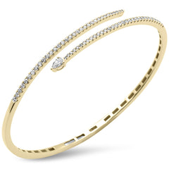 SPECIAL!.94ct G SI 14K Yellow Gold Diamond Wrap Around Bangle Bracelet