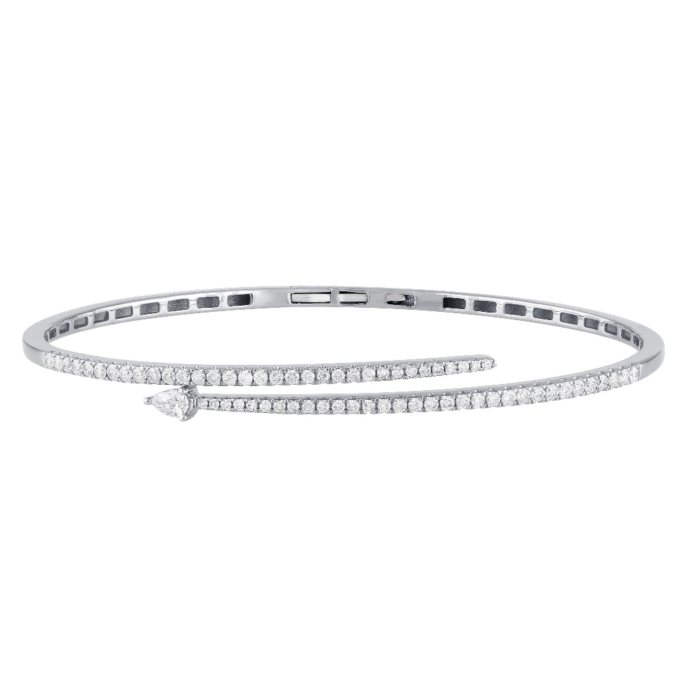SPECIAL!.94ct G SI 14K White Gold Diamond Wrap Around Bangle Bracelet