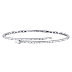 SPECIAL!.94ct G SI 14K White Gold Diamond Wrap Around Bangle Bracelet