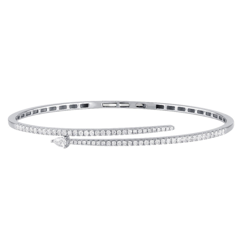 SPECIAL!.94ct G SI 14K White Gold Diamond Wrap Around Bangle Bracelet