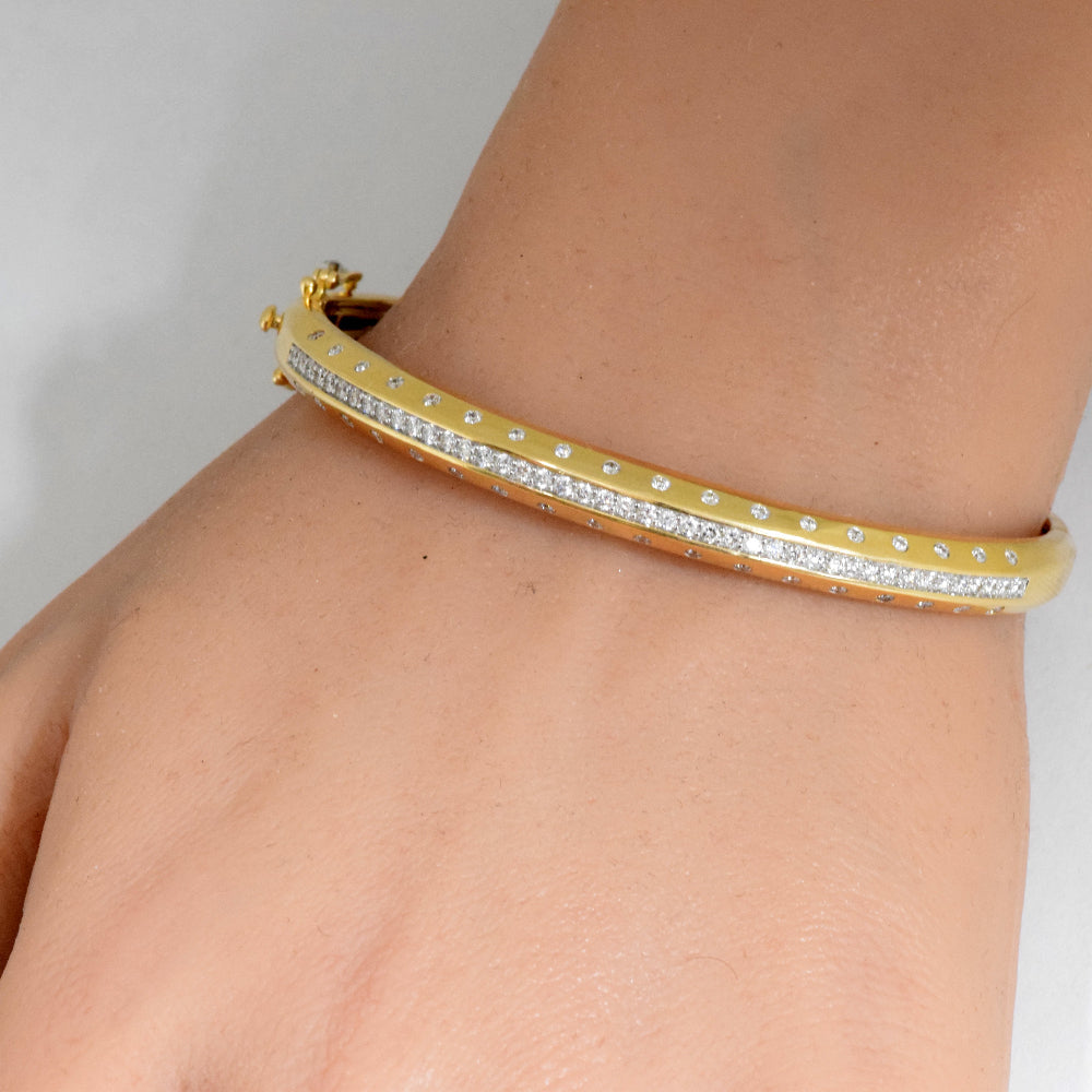 SPECIAL!.98ct G SI 14K Yellow Gold Diamond Dome Bangle Bracelet